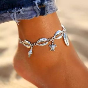Silver Color Turtle cowries Shell Anklets